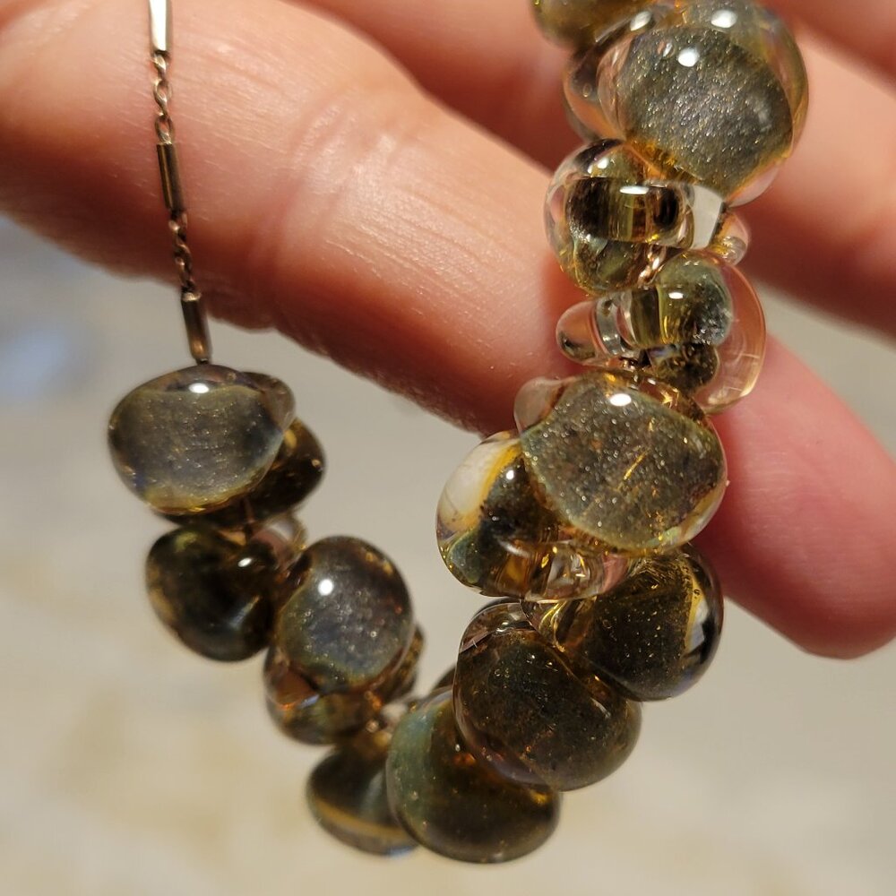 Handmade Glass Bead Necklace on Italian Silver Chain - Picture 4 of 8